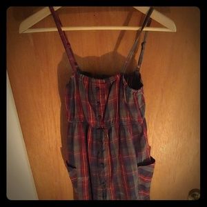 Heritage flannel print button down tank top